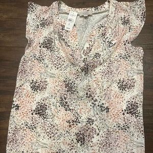 Loft Outlet White Floral Top NWT